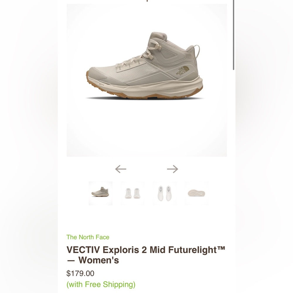 The NorthFace Women’s Vectiv Exploris 2 waterproof hiking shoes